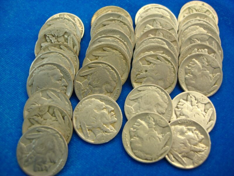 Vintage Buffalo nickel roll of 40 uncirculated coins