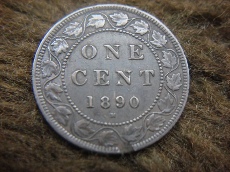 1890 Canada One Cent Copper Coin with Queen Victoria