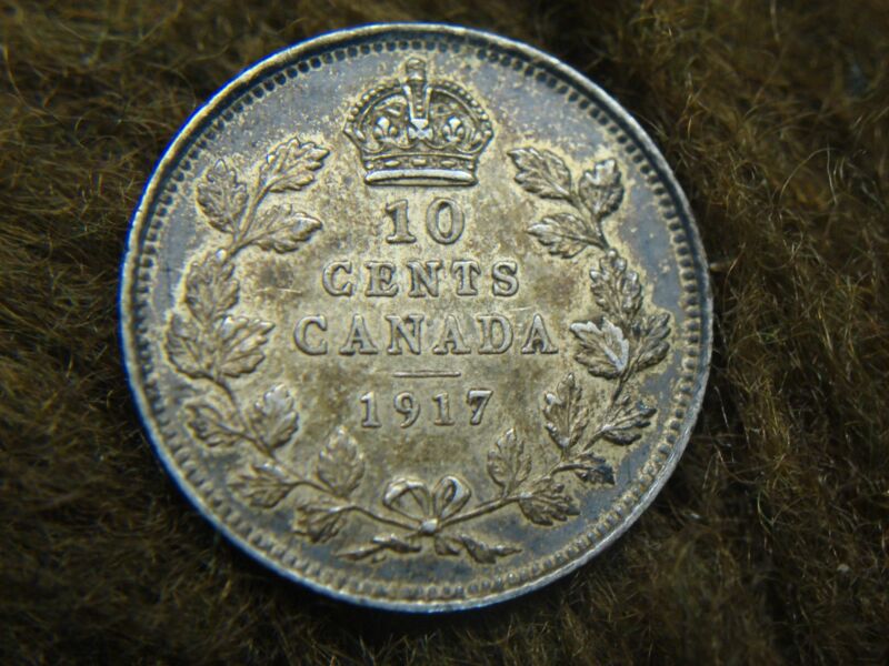King George V 1917 Canada 10 Cent Silver Coin