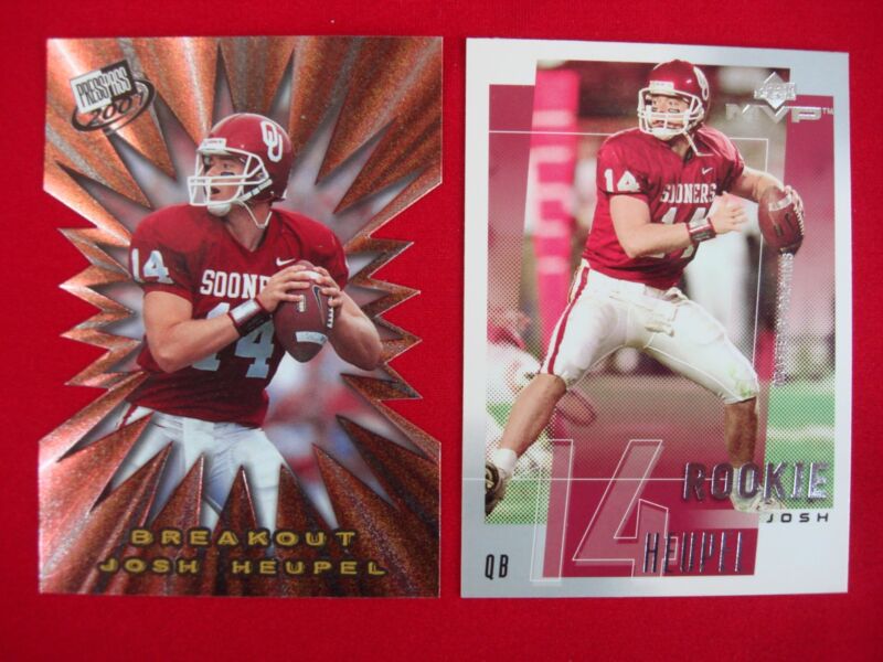 Josh Heupel 2001 football card lot including Press Pass Breakout and Upper Deck #290
