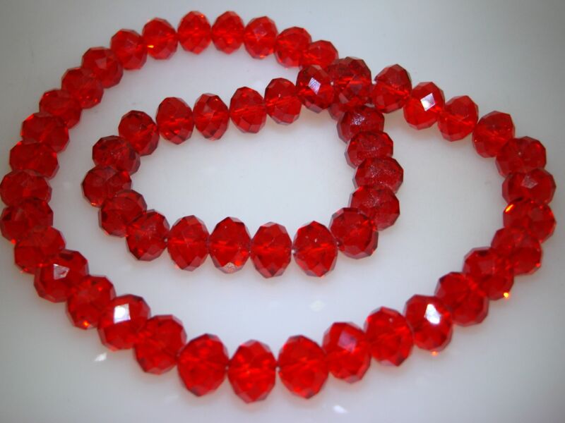 Vintage 1960s red glass bead necklace, stretchy and statement-making