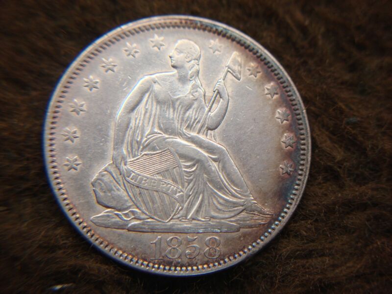 1858 No Motto Seated Liberty Half Dollar - High Grade, Exceptional Detail