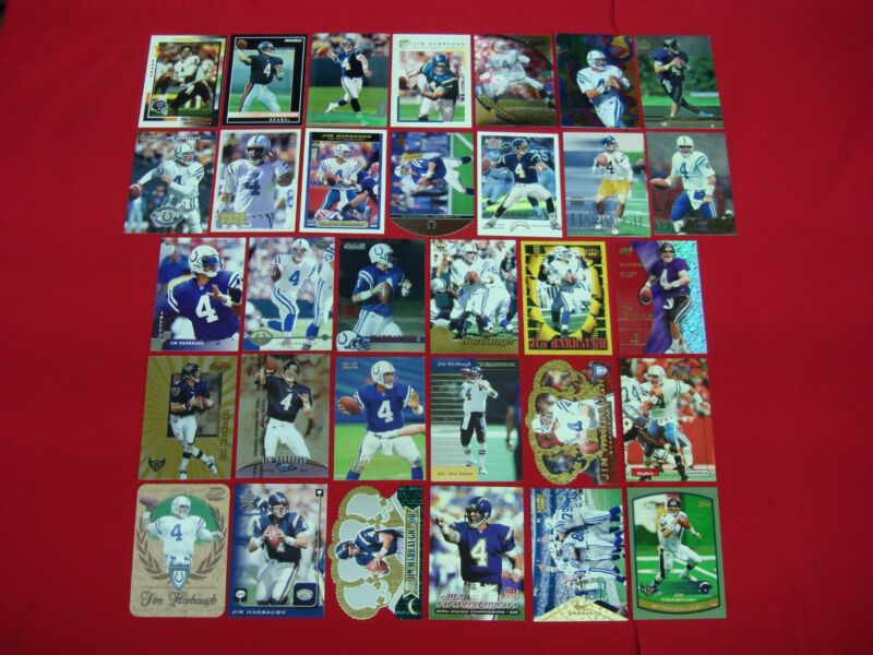 Jim Harbaugh football card lot of 32 cards