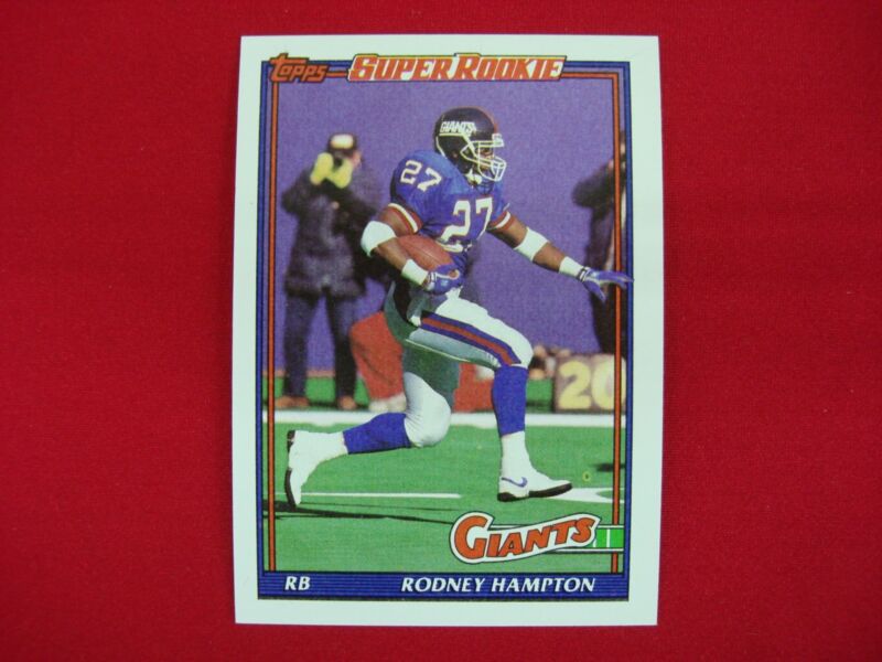 1991 Topps Super Rookie Rodney Hampton #18 New York Giants Football Card - Graded Gem Mint