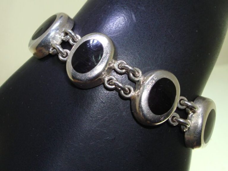 Vintage Plata Mexico 925 sterling silver onyx bracelet
