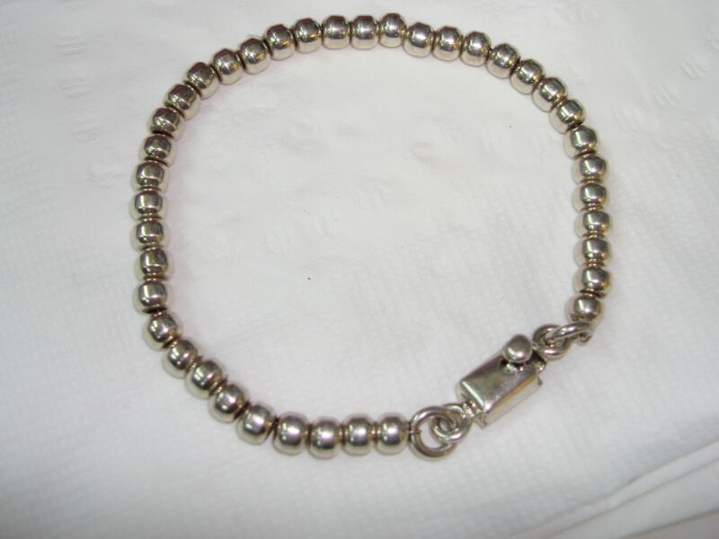 Vintage sterling silver beaded bracelet, TH-118 Mexico, 7.5 inches