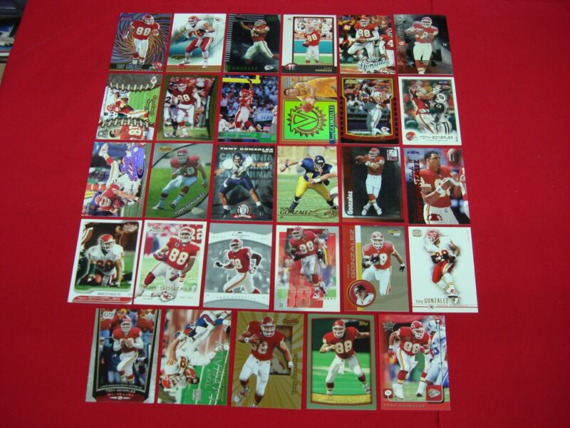 Vintage Tony Gonzalez Kansas City Chiefs Football Card Collection