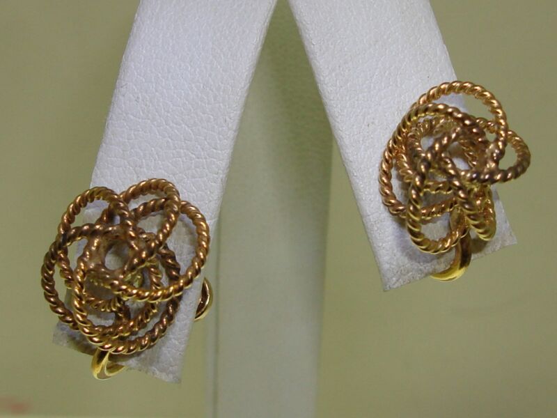Vintage Gold Filled Screw Back Earrings (1940s-50s) - Signed H.G. - Swirl Design