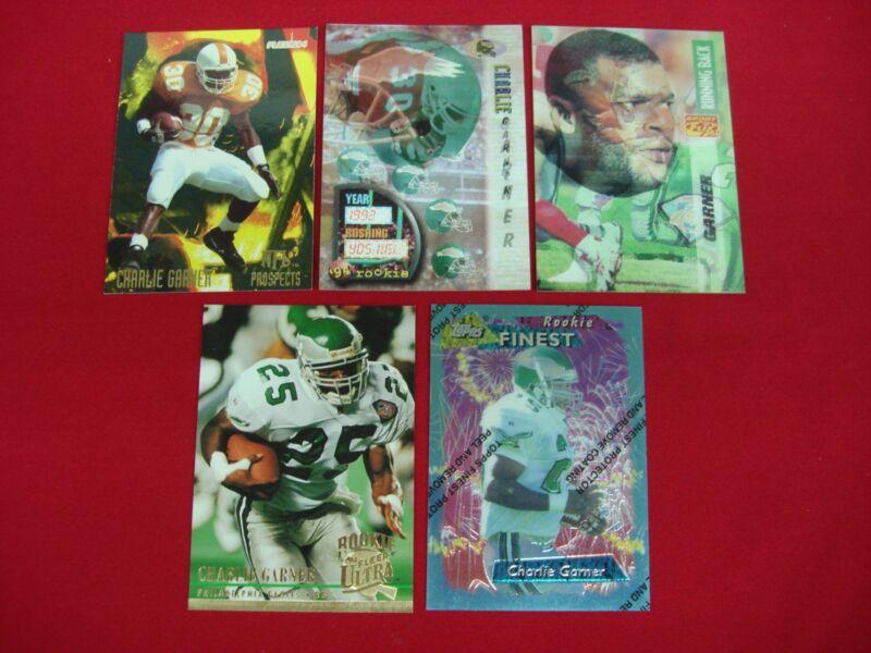 Lot of 5 Charlie Garner Philadelphia Eagles rookie and second-year football cards