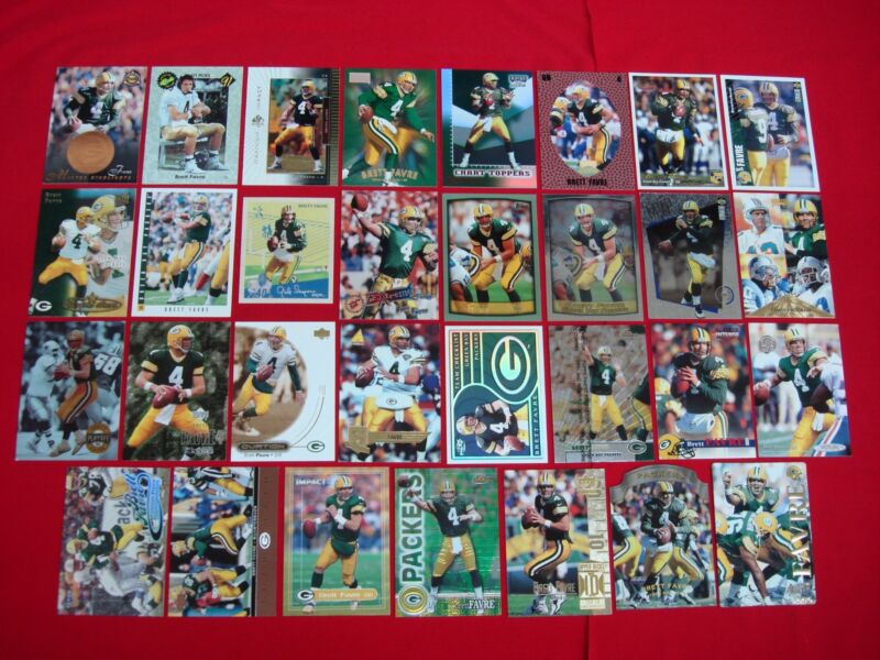 Collection of Brett Favre Green Bay Packers football cards