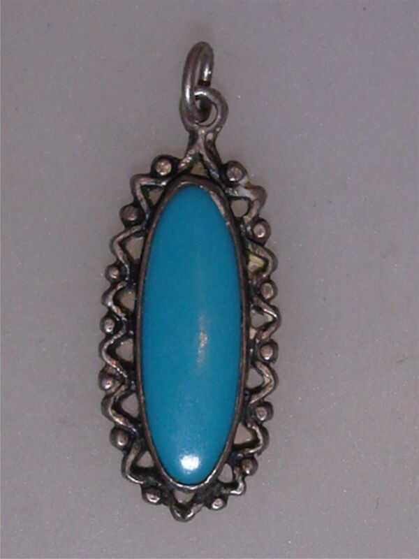 Vintage 1940s Fred Wilson Signed Sterling Silver & Turquoise Pendant