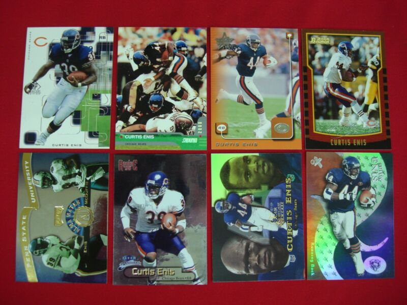 Curtis Enis football card lot featuring rookies, premiums, Penn State and Chicago Bears memorabilia