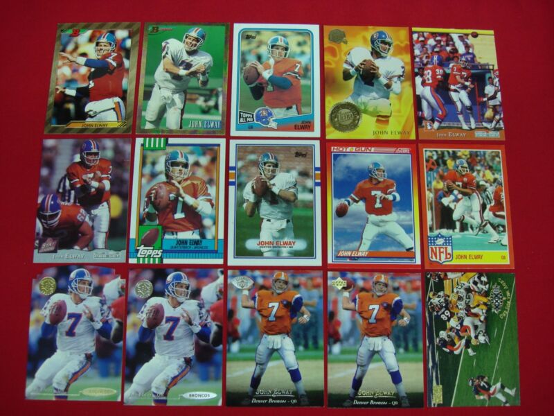 Vintage John Elway football cards, die-cut, foils, parallels
