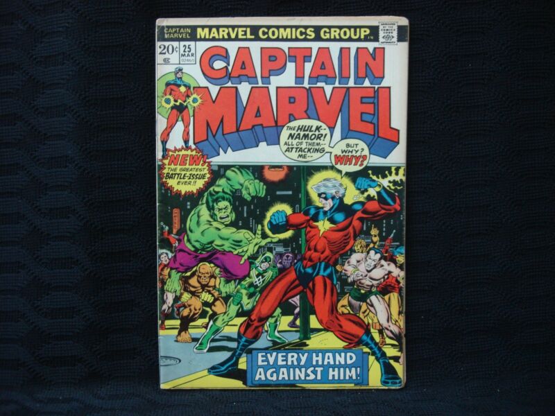 Captain Marvel #25 'Every Hand Against Him!' comic book cover