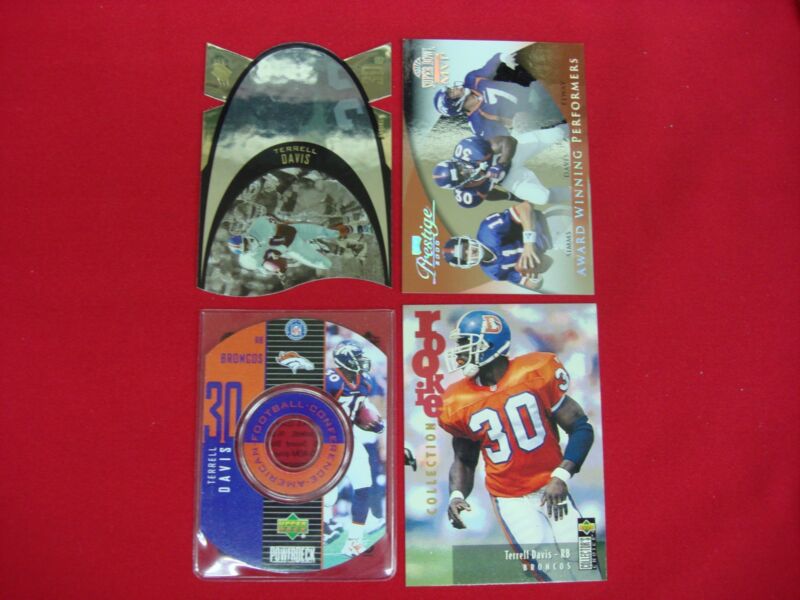 Terrell Davis Broncos card lot including rookie, die-cut, parallel, and CD-ROM cards