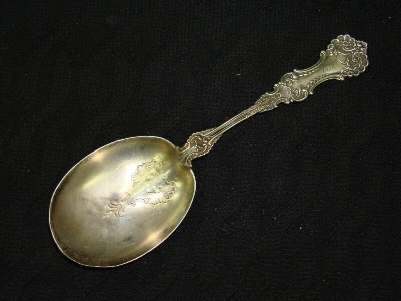Antique Whiting Sterling Silver Pompadour Custard Spoon Engraved 'L G'