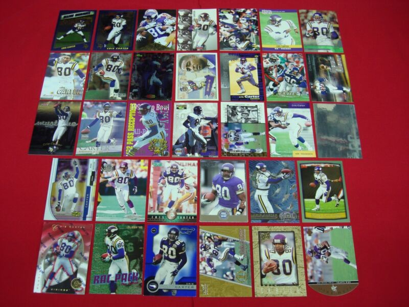 Collection of 33 Chris Carter Minnesota Vikings football cards