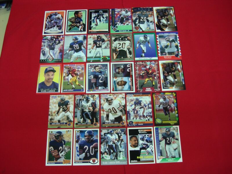 Mark Carrier Chicago Bears football cards, including rookie and second-year cards.