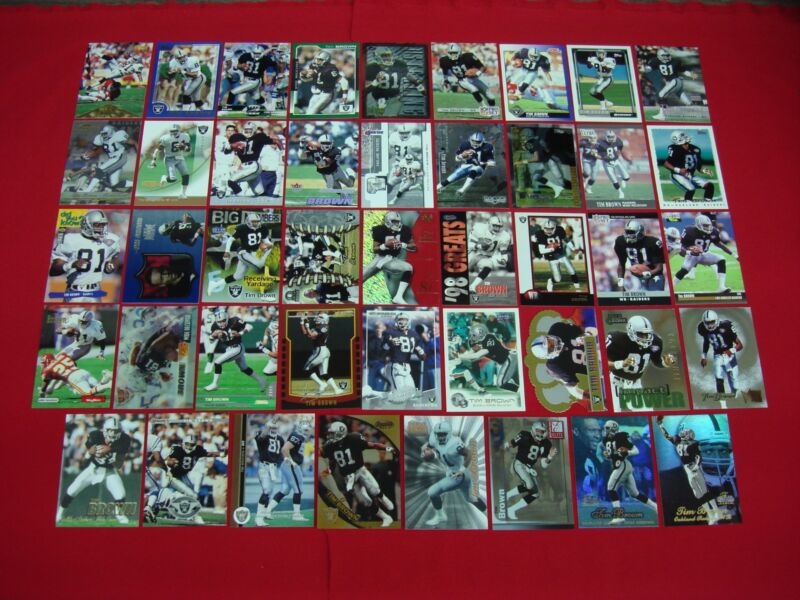 Collection of Tim Brown football cards including die-cuts, parallels, inserts and foils