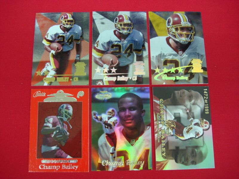 Champ Bailey 1999 Playoff Absolute SSD Red Parallel #167 Card Lot (6 Cards)
