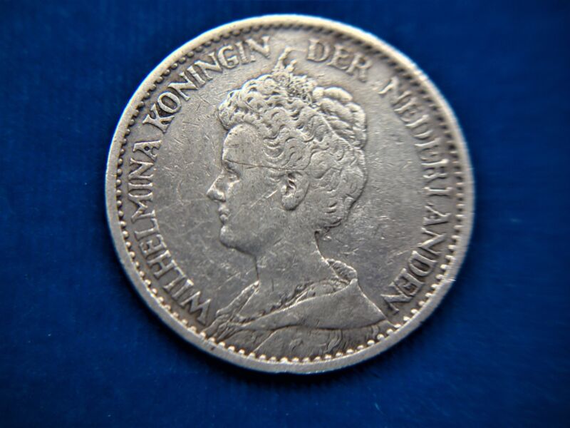 1911 Netherlands Silver Gulden Coin (.3089 oz Ag)