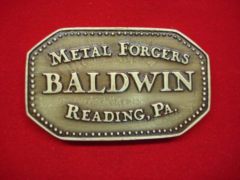 Vintage Baldwin Metal Forgers brass plaque, Reading, PA collectible