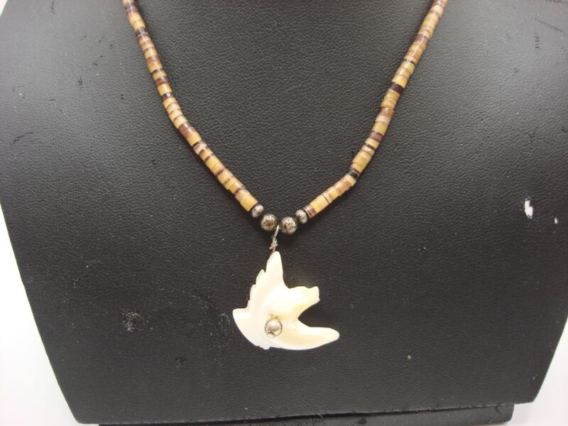 Vintage Zuni mother-of-pearl flying eagle choker necklace