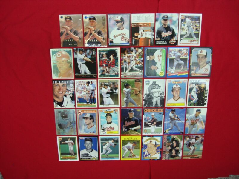 Vintage Cal Ripken Jr. baseball cards from the 1980s and 1990s