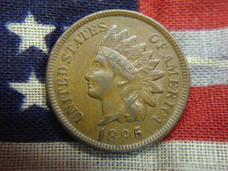 1895 Indian Head Cent with chocolate brown toning and well-defined details