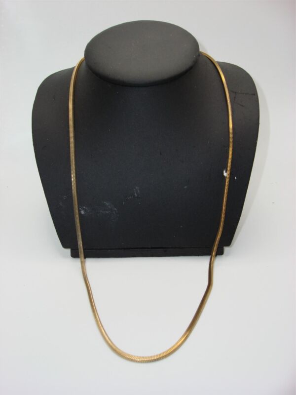 Vintage 1940s gold tone square snake chain necklace