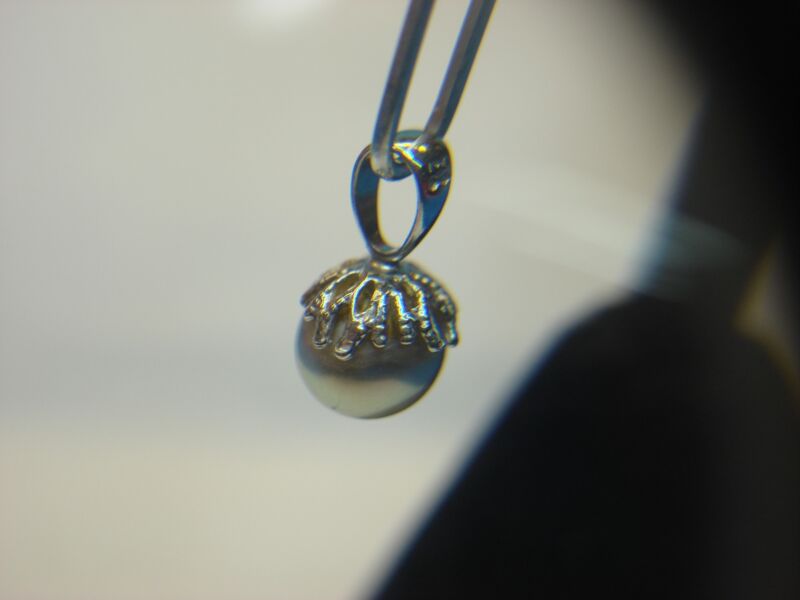 6.75mm Gray Cultured Pearl Pendant in 14K White Gold