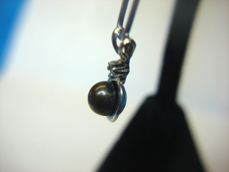 14K white gold pendant with brown cultured pearl and diamond