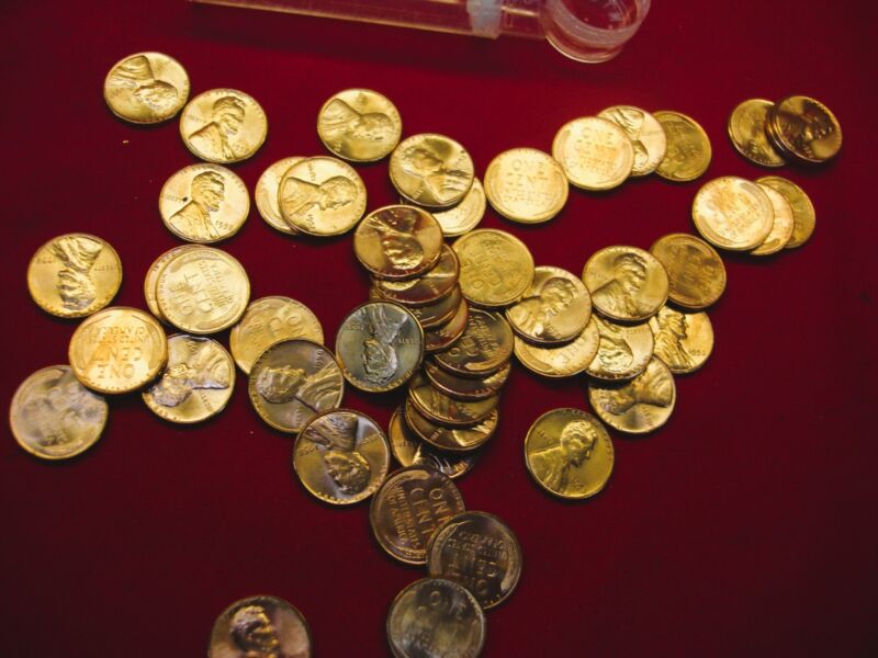 1958 Lincoln Wheat Cent Roll - 50 Red UNC Coins in Original Tube