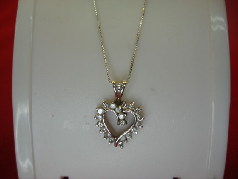 Sterling Silver CZ Heart Pendant Necklace