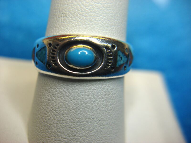 Handmade Sterling Silver Turquoise & Coral Ring | Southwest Style, Size 10