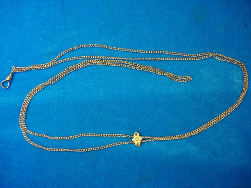 Antique Gold Filled Pocket Watch Chain (24", Slide, M.S.&S. Hallmark) - Excellent Condition