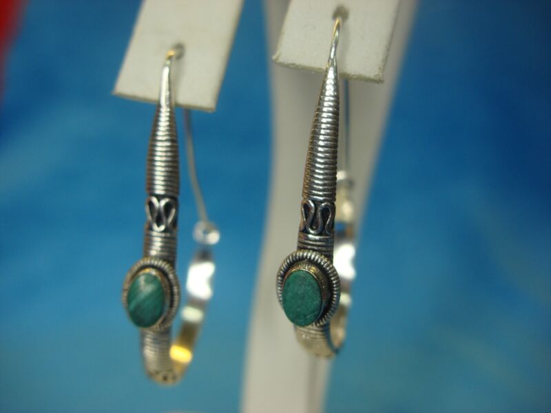Malachite dangle earrings in sterling silver