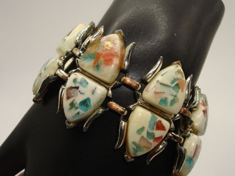 Vintage Coro Pegasus Bracelet - Moonglow Lucite