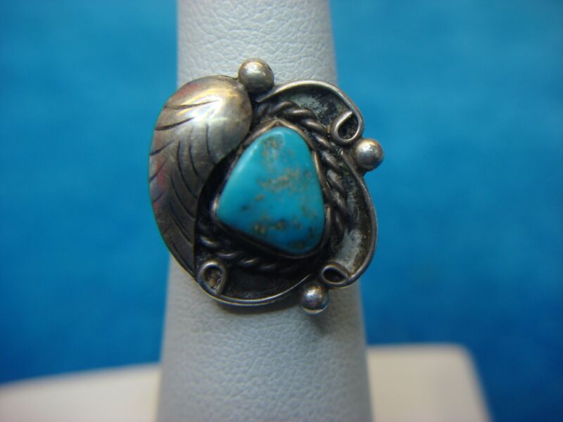 Vintage Native American sterling silver turquoise ring, size 5