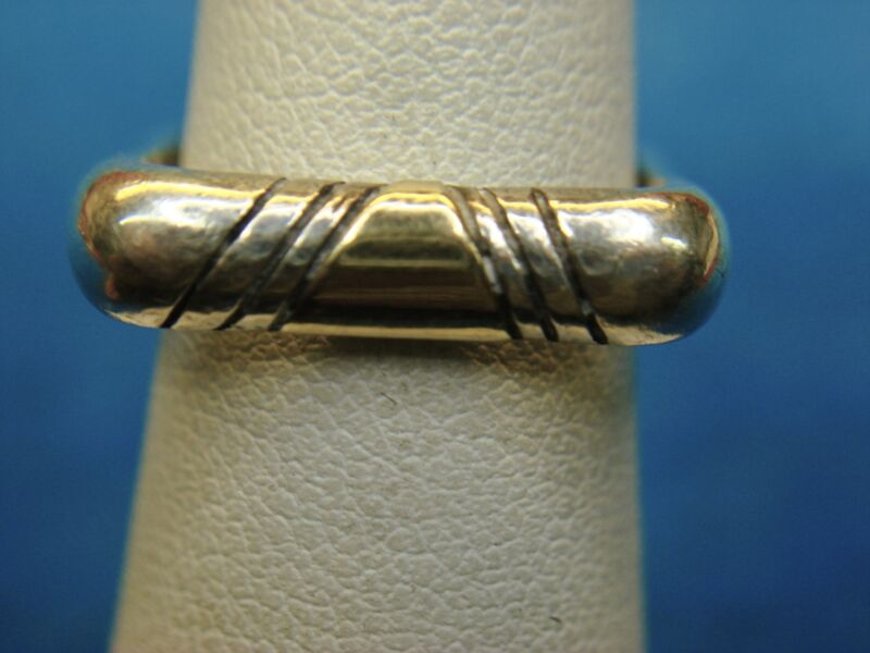 Sterling silver square ring with gold accent, size 4.5, pre-owned