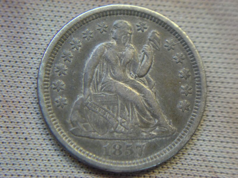 1857-O Seated Dime Var. 2 Stars (Nice, High End Condition)