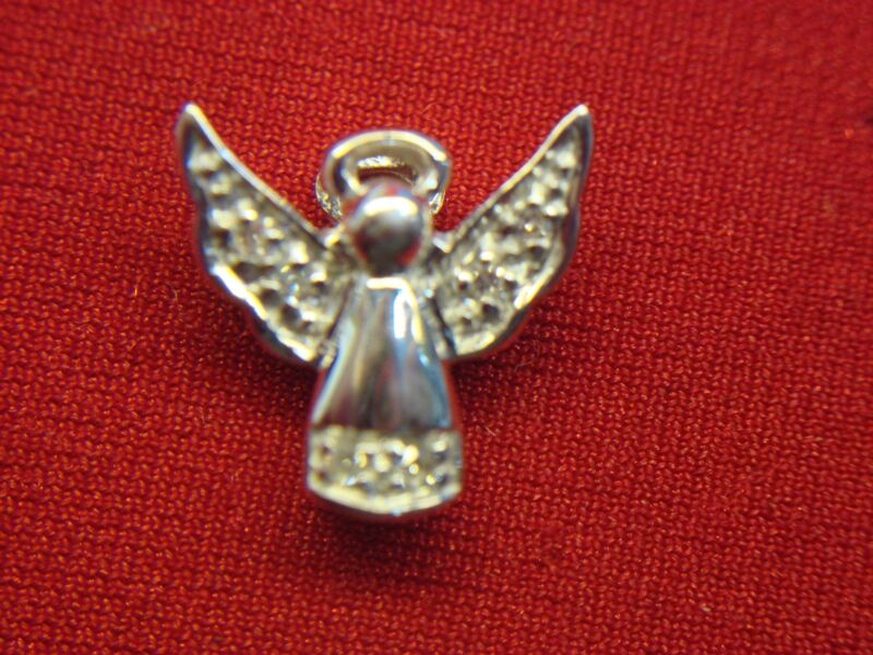 Petite 10K white gold angel diamond pendant