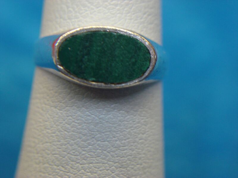 Vintage sterling silver malachite ring, size 4 1/2, Mexican made