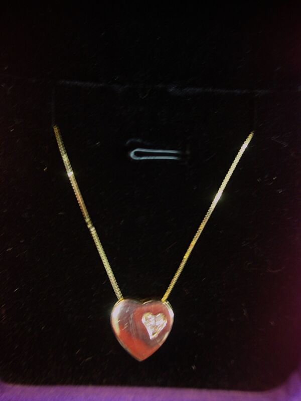 14K Gold Heart Pendant with 1/5ct Diamond & 18 Inch Chain