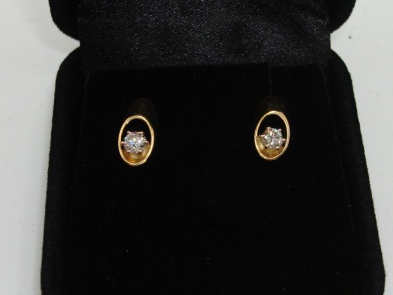 18K solid gold diamond earrings