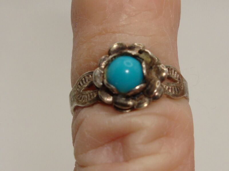 Vintage ESPO Sterling Silver Turquoise Pinky Ring | Size 4.5