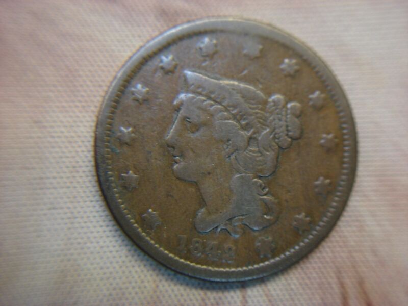 1842 Large Cent Small Date Variety - Natural Old Copper Coin