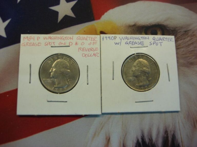 1989 & 1990 Philadelphia Washington Quarters (Grease Spot Errors)