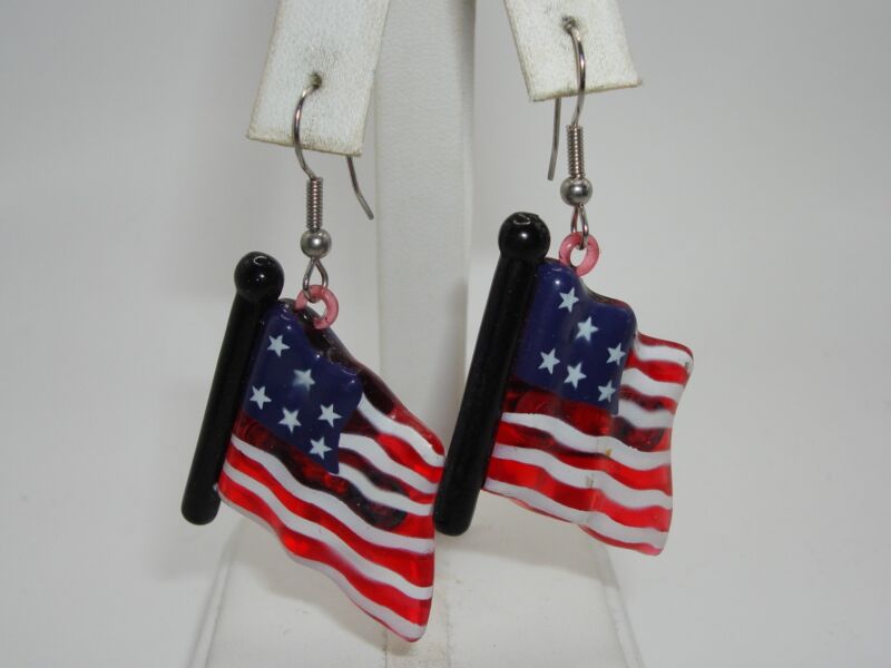 Illuminated US Flag Earrings