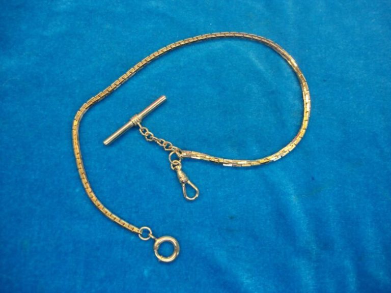 Vintage gold plated pocket watch chain, 14 inches, unused condition